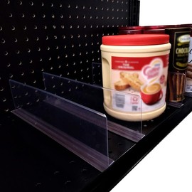 Gondola Magnetic Shelf Divider, T Shaped Clear Product Separator & Organizer for Metal Shelving, 3" H x 22" D, 2 Pack