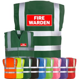 Corporate Togs FIRE WARDEN Printed Vest - High Visibility, Safety Waistcoat Tabard, British Standard CE Marked, Fastening Vest | Protective Safety Wear