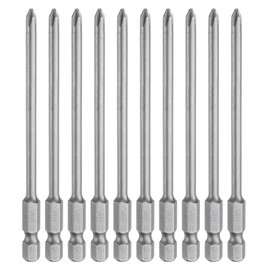 HARFINGTON 10pcs #1 Phillips Screwdriver Bit PH1 1/4" Hex Shank 4" (100mm) Long Magnetic S2 Steel Industrial Grade Screw Driver Bit Cross Head Electric Drill Bits 0.157" (4mm) Rod
