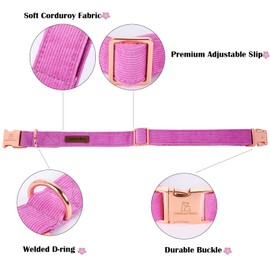 Lionheart glory Dog Collar, Corduroy Dog Collar with Bow, Pet Soft and Comfortable Bow Tie Collar Adjustable Dog Collar for Small Medium Large Dogs