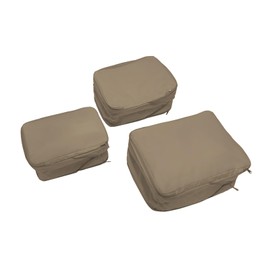GOTENTIFY Waterproof Compression Packing Cubes 2/3/4 sets, Large Travel Packing organizers for Carry on Luggage, 2 Sides Expandable Storage Bags for Backpacking, Suitcases (Brownish, Pack 3(L+M+S))