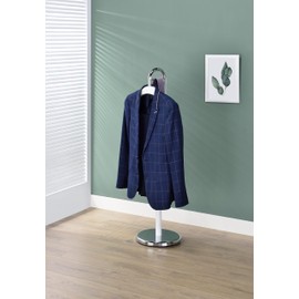 Proman Proudcts Amber Freestanding Valet Stand Coat Rack Organizer for Men and Women with Hanger, Trouser Bar, White