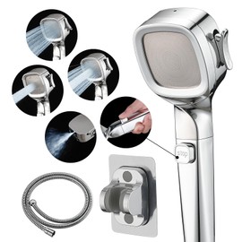 YASINU RV Shower Head with Hose and On Off Switch, High Pressure Camper/RV Shower Head Replacement, 4 Setting, 60 inch Hose, Water-Saving, Chrome