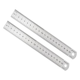 Kozelo 2pcs Stainless Steel Ruler - [8 Inch] Straight Edge Metal Measuring Tools for Architectural Design Use | Silver Tone