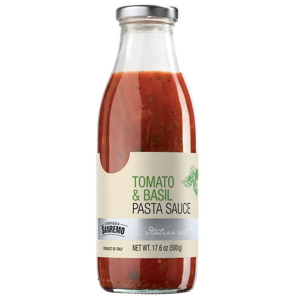 Compagnia Sanremo Sauce Italian Fresh Tomato & Basil Pasta Sauce - 100% Fresh Italian Ingredients, Non-GMO - 17.6 Oz (Pack Of 1) - Product Of Italy