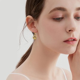 Rose Form Ohrringe Sterling Silber Gold und Schwarz Nordic Filigran Teardrop Leverback Drop Ohrringe Schmuck Geschenke für Damen Mädchen