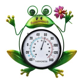HOBYLUBY Indoor Outdoor Thermometer, Frog Wall-Mounted Thermometer Waterproof for Patio Garden Yard & Living Room, No Battery Needed