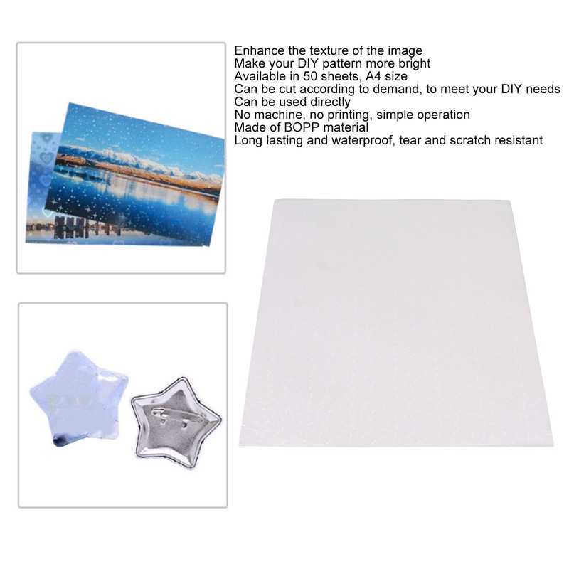 50 Sheets Holographic Cold Laminate Sheet Cuttable Waterproof Scratch Resistant