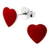 Small Red Love Heart Sterling Silver Earrings