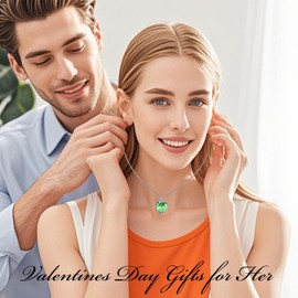 TOUPOP Peridot August Birthstone Necklace Sterling Silver Rose Flower Pendant Necklace Heart Crystal Jewelry Birthday Christmas Gifts Her Girlfriend Wife Mom