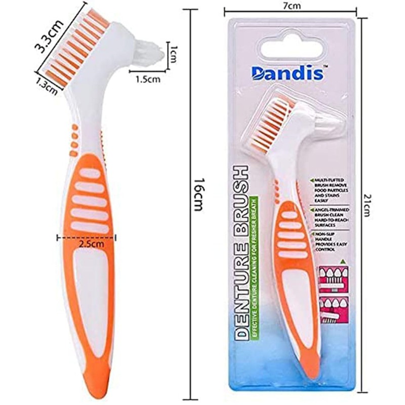 Chargenyang 3 Pack Denture Cleaning Brush Set Hard Denture Toothbrush