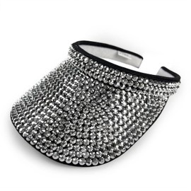 ZEDEKS Bling Victoria Sun Visor Hat!Sparkle Party Rhinestone UPF 50+ Women Beach Hat!Outdoor Sports Fashion Golf Hat,Black