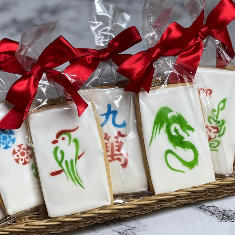 Mahjong Tile Cookies- Set of 6 Crunchy Shortbread Cookies Individually