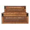 Creative Co-Op Modern Decorative Rectangle Woven Rattan and Wood Display