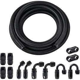 EVIL ENERGY 6AN Fuel Line Kit, 6AN Nylon Braided Fuel Line Hose Fitting Kit CPE 20FT Black