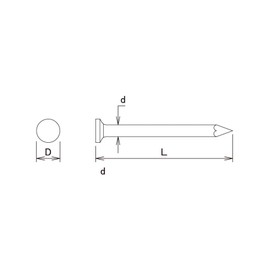 Daidohant 10174802 Concrete Nails VP (Approx. 130 pieces) #12 (Diameter: d) 0.1 inches (2.77 mm) x Length: L: 1.5 inches (38 mm) Head Diameter: D 0.2 inches (5.5 mm) Concrete Nails/Edge of