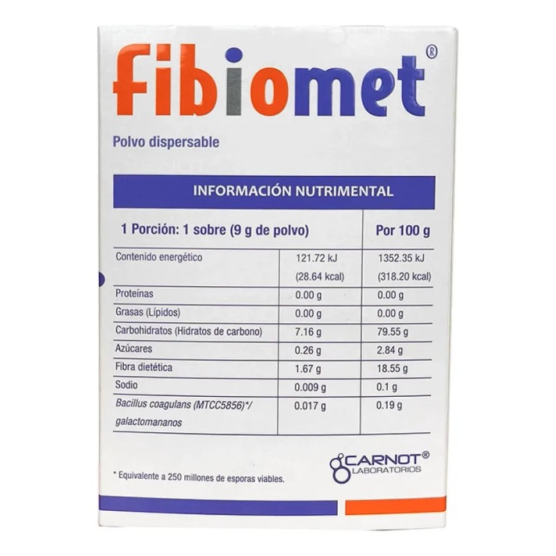Fibiomet Suplemento Alimenticio Naranja Polvo 10 Sobres