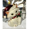 BETSEY JOHNSON ADORABLE WHITE ENAMEL CHRISTMAS KITTY CAT WITH STOCKING