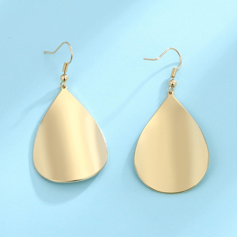 BIRSTONE Handmade Teardrop Earrings with Brushed Finished Dangle Earrings (Shiny