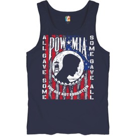 POW MIA You are Not Forgotten Tank Top American Flag Veteran Men's Top Navy Blue Medium