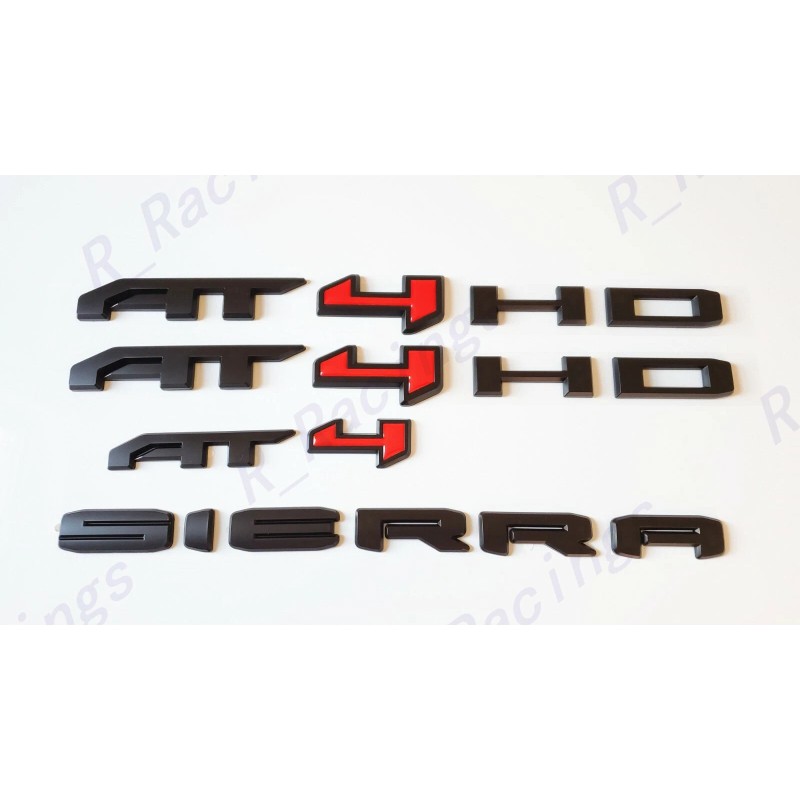 Auto Door Rear Matte Black Red AT4 HD Sierra Emblem