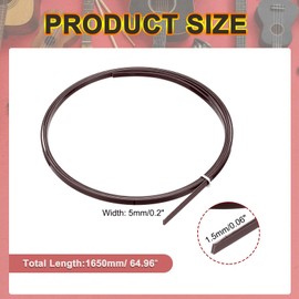 sourcing map 1 Pcs Guitar Binding Purfling Strips, 1650x5x1.5mm Plastic Binding Edge Trim for Acoustic or Classical Guitar Accessories, Brown