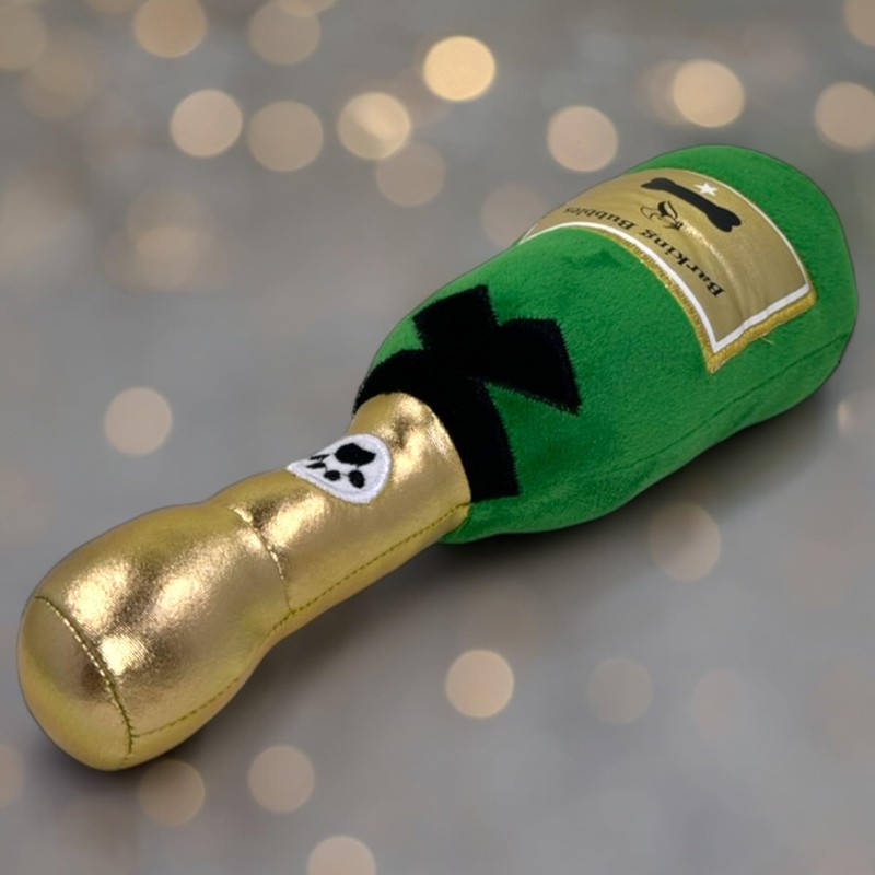 MIJOMA Barking Bubbles Dog Toy, Plush Champagne Bottle for Dogs,