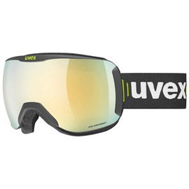 uvex Downhill 2100 CV Ski Goggles for Women and Men, Contrast-Enhancing, Distortion-Free, Anti-Fog, Matt Black/Gold-Green, One Size