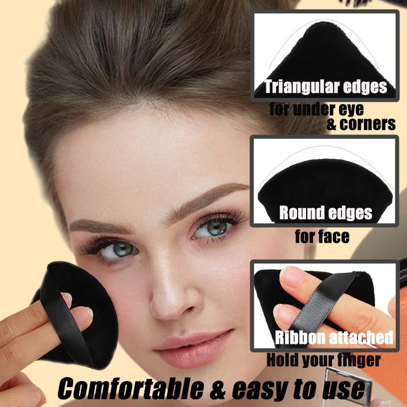 Ocim 10Pcs Triangle Powder Puffs for Face Powder,Soft Velour Makeup