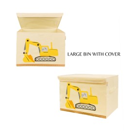 Product 4 Kids - Excavator Yellow Washable Canvas Kids Storage Bins - 20.47x14x14 Inch