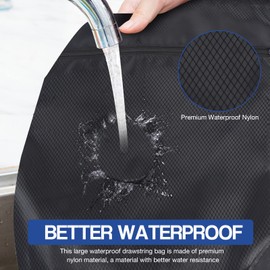 Minicoco Waterproof Drawstring Bag Large Drawstring Gym Bag Nylon PE Bags Drawstring Bags Swimming Bag Sports Backpack for Men Women to Gym Sports Yoga Travel and Various Activities (Black)