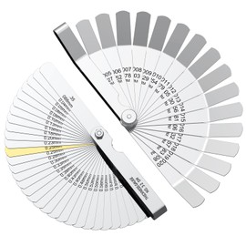 HDLNKAK 32 Blades Straight Feeler Gauge (0.0015-0.035") with 16 Pieces Angled Feeler Gauge (0.005-0.020"), Dual Marked Metric and Imperial for Repair, Guitar, Spark Plugs, Piston Measure