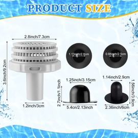 Pushglossy 13 Pcs Swimming Pool Water Jet Connectors Replacement Parts Kit Small Strainers with Pool Outlet Strainers, Inlet Nozzles and Hole Plugs, 1.25 Inch Fittings with 10 Pcs Rubber Plugs (Gray)