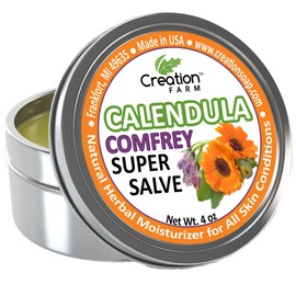 Creation Farm Calendula-Comfrey Super Salve 3 Pack of 4 oz Tins Balsamo pomade herba Caléndula Consuelda crema