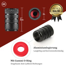 Misuyue Ventilkappen Auto 8er Set - Ventilkappen Fahrrad - Aluminium Reifenventilkappen - Autoventil Kappe für LKWs Motorräder Geländewagen und Fahrräder - Reifenmarker Autozubehör
