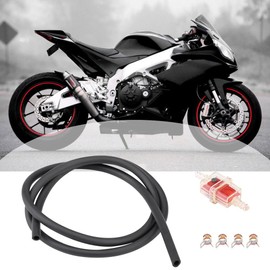 Fuel Filter with Hose Fuel Filter 6 mm for Universal Motorcycle Fuel Filter for Scooter with Hose Clamps, Petrol Filter Quad Pocket Bike