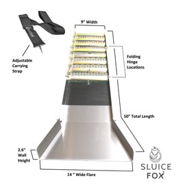 Complete Gold Mining Kit; Folding 50 inch River Sluice Box; Prospecting Equipment; Rock Pick Hammer; Gold Classifiers; Pay Dirt Scoop; Crevice Tools and More Gold Prospecting