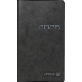 BRUNNEN Pocket Calendar Model 753 2026 | A6, Cardboard, Black