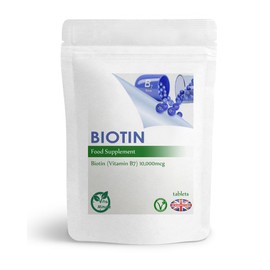 Biotin 10000mcg Tablets (Vegan) Hair, Skin and Nails Support, Vitamins for Women & Men (Pack of 60)