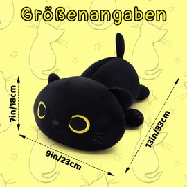 30 cm Cute Cat Plush Cushion Toy, Kawaii Cat Plush Toys, Black Cat Plush, Soft Stuffed Cat Doll Cushion, Christmas Plush Gift for Children