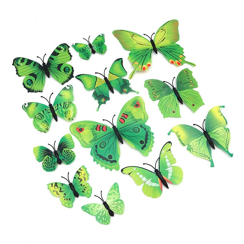 Shiwaki 24pcs 3D Simulation 3D Butterfly Magnetic Wall Sticker Decoration