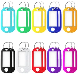 Key Tags with Labels Key Fobs with Labels Key Rings with Tags Multi Coloured Easy to Read,for Luggage, Pets and Office Multipurpose (20PCS,10 colors)