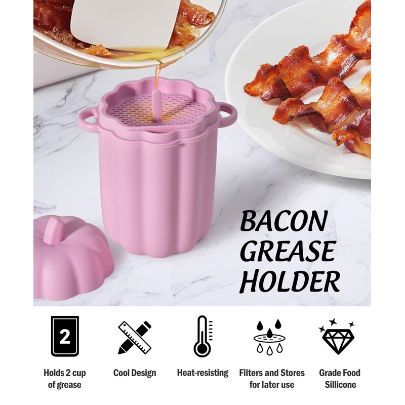 Aliglow Bacon Grease Strainer Bin Collector Kitchen Tools, Fun MulFunctional