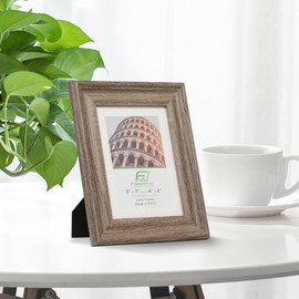 FrameWorks - 2-Pack - 5” x 7” Matted to 4" x 6" Rustic Farmhouse Wooden Picture Frames with Luxury Wide Molded Edge, Removable Mat, and Tempered Glass