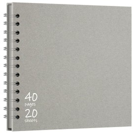 Vienrose DIY Scrapbook Album 8x8 Inch Hardcover Kraft Paper Scrap Book Photo Albums with 40 Blank Pages for Wedding Baby Shower, Light Gray