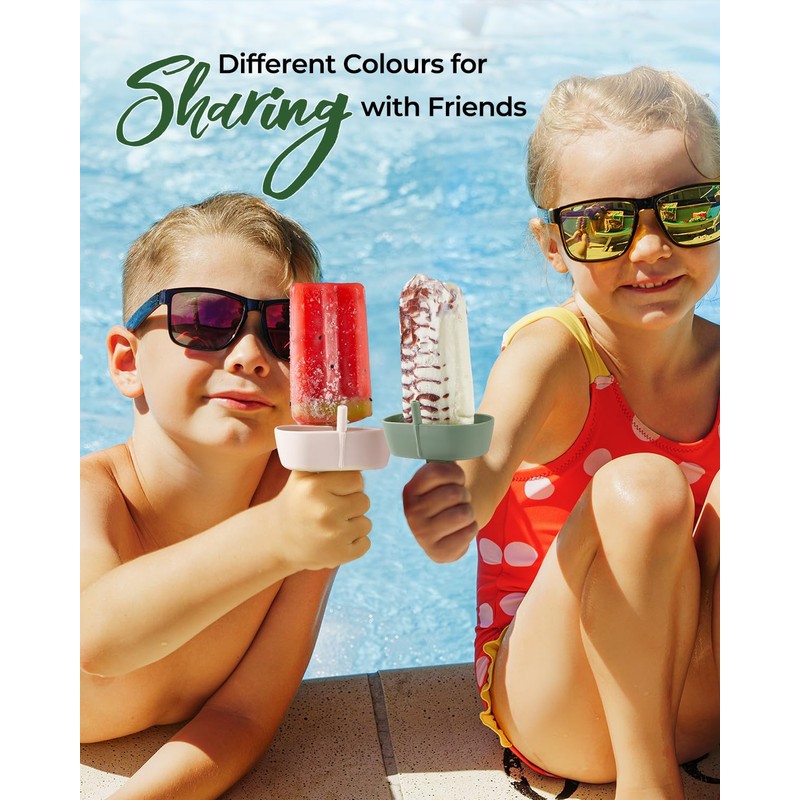 4Pack Drip-Free Silicone Popsicle Holders, AODISTUCE Popsicle Holder with Straw
