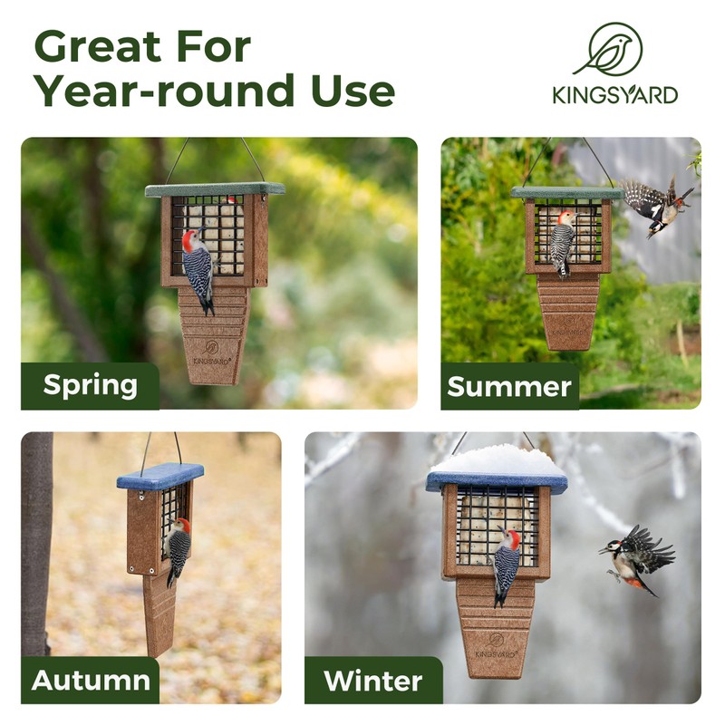 Kingsyard Recycled Plastic Suet Feeder, Tail Prop Suet Feeder for