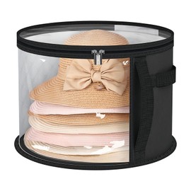 Clear Hat Storage Bag, Holds up to 7 Caps Cowboy Hat Organizer (Black)