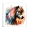 Shetland Pony Horse Watercolour Splash Effect Artistic Blank Greeting Card