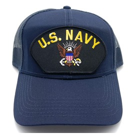 Infinite Hats US Navy Patch Mesh Adjustable Baseball Cap (Black)
